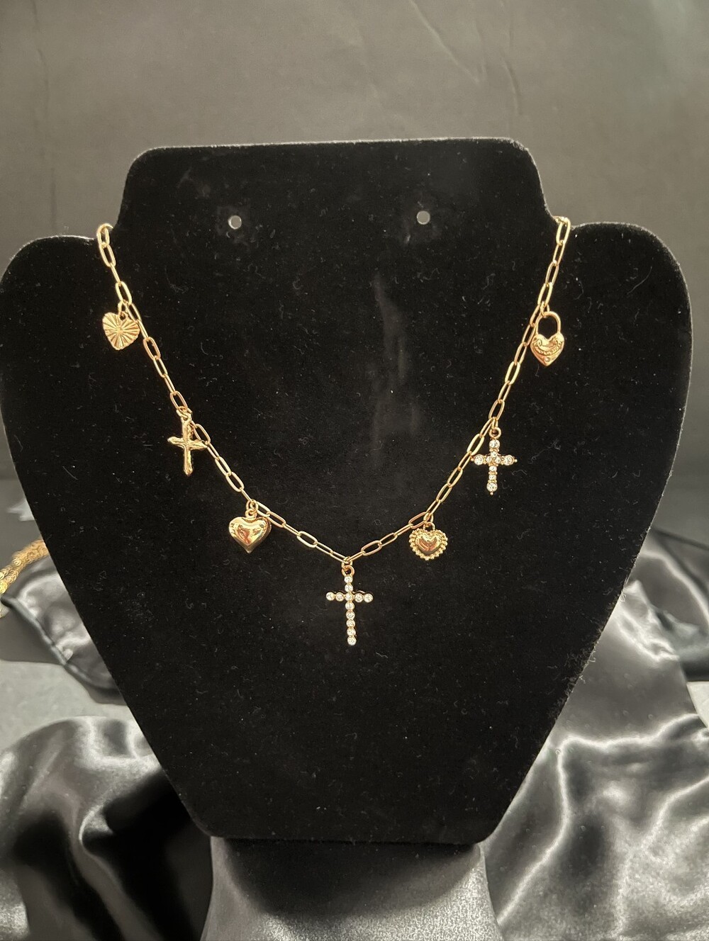 Gold-Filled Heart & Cross Charm Necklace 19"-20"